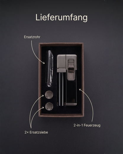 HZ One Lieferumfang mit Ersatzrohr und zwei Ersatzsieben
